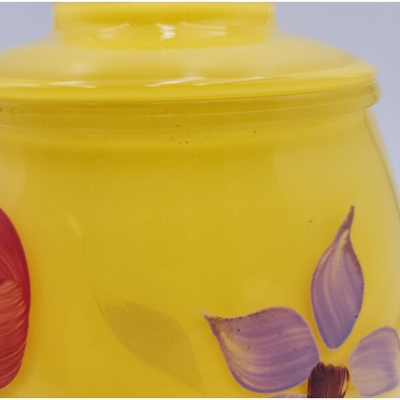 Bartlett Collins Yellow Handpainted Glass Cookie Jar MCM Handpainted VTG 9.5 in - Picture 10 of 16